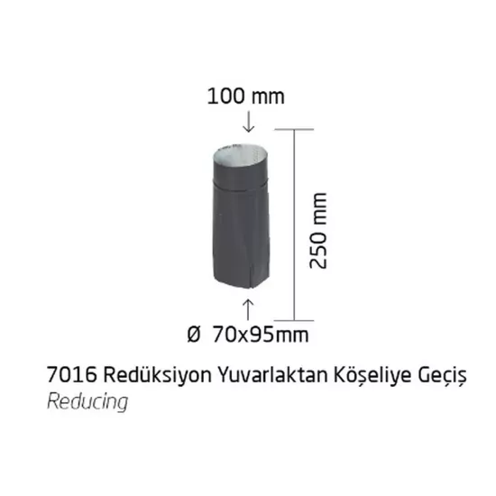 7016 Redüksiyon Yuvarlaktan Köşeliye Geçiş