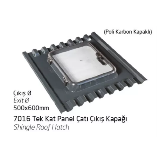 7016 Tek Kat Panel Çatı Çıkış Kapağı,Polikarbon Kapaklı